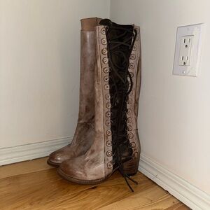 Freebird Tan Leather Lace-Up Boots